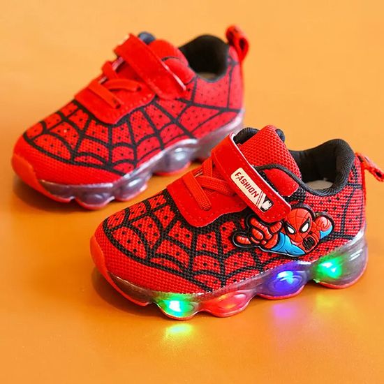 Spiderman Glowing Sneakers Fashion for Boys Girls Kids Shoes Led Light Up Breathable Sports Running Shoes