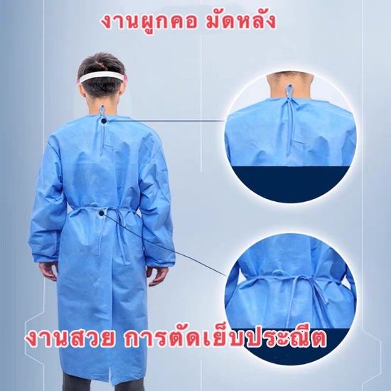 ✔️พร้อมส่งด่วน✔️ผ้าเกรดเอ 45แกรม 1:1ชุดDisposable surgical gown/Lslotion gownป้องกันเชื้อโรคใช้แล้วทิ้ง ชุดกาวน์ เกรด รพ