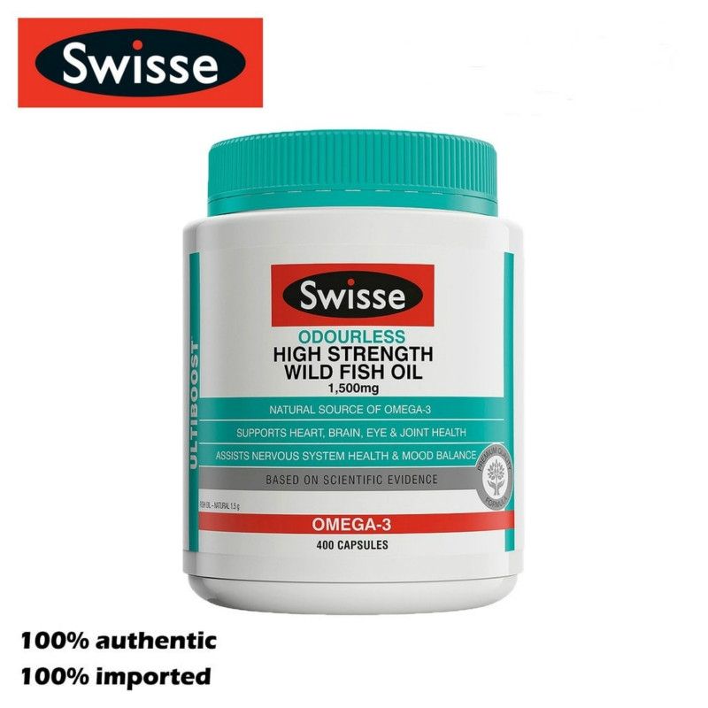 Swisse High Strength Odourless Wild Fish Oil 1500mg 400 Caps Australia มีความแข็งแรงสูง ที่ไม่มีกลิ่น น้ำมันปลาป่า