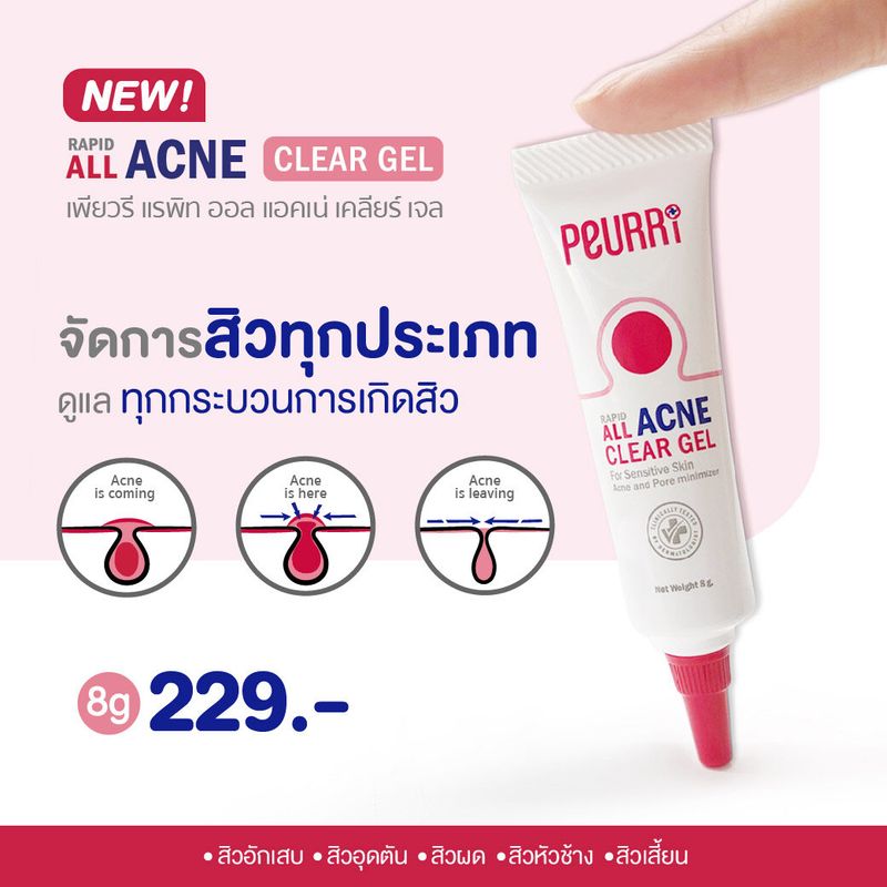 Peurri All Acne Clear Gel เพียวรี ออล แอคเน่ เคลียร์ เจล [3 g.] เจลแต้มสิว