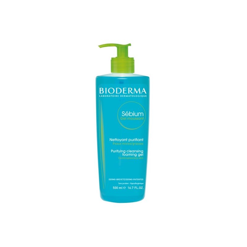 Bioderma Sebium Gel Moussant 500 ml เจลล้างหน้าสำหรับผิวมัน ผิวผสม เป็นสิวง่าย (หมดอายุ 31/3/2025)