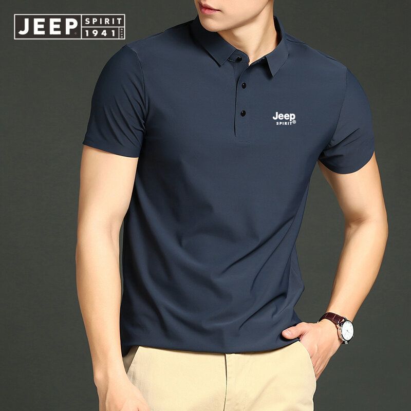 JEEP SPIRIT 2023เสื้อโปโลแขนสั้นไร้รอยต่อระบายอากาศได้สวมใส่สบายผู้ชายฤดูร้อน