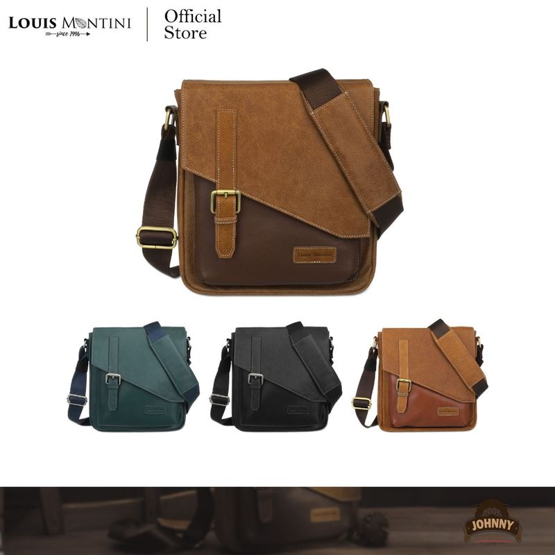 Louis Montini (JOHNNY) กระเป๋าหนังวัวแท้ ทั้งใบ กระเป๋าสะพายข้างหนังแท้ Genuine leather Shoulder Bag BSD06