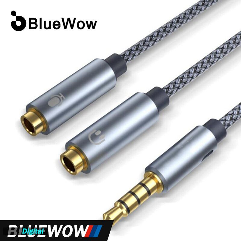 BlueWow HY191 3.5มม.ชุดหูฟังหูฟังแยกMic Yสายอะแดปเตอร์ชายแยกสเตอริโอAuxแจ็คตัวเมียและไมโครโฟนแจ็คตัวเมียสำหรับPS4 Xboxแลปท็อปโทรศัพท์PCหูฟังเกม