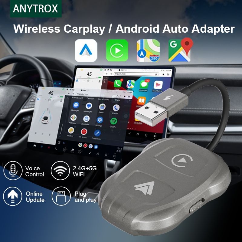 อะแดปเตอร์ไร้สาย Apple CarPlay และ Android Auto 2-in-1 ไร้สายจะแปลง Apple CarPlay และ Android Auto แบบมีสายให้เป็นไร้สาย