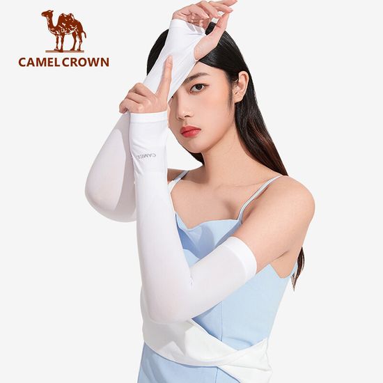 CAMEL CROWN ปลอกแขนผ้าวิสคอสสำหรับใส่กลางแจ้ง,ปลอกแขนแขนป้องกันรังสียูวีสามารถพับเก็บได้สำหรับใส่วิ่งปั่นจักรยานตกปลา