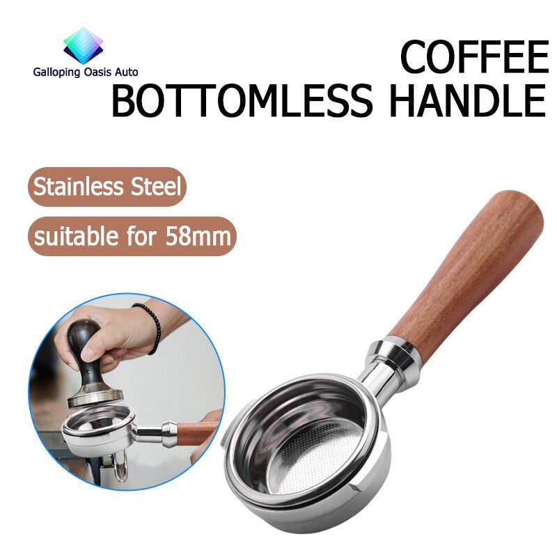 58มม.สแตนเลสสตีลเครื่อง E61ไม่มีฐานกรองวงเล็บ Coffee Bottomless Handle ช้อนกาแฟไม้ Handle Professional อุปกรณ์เสริม