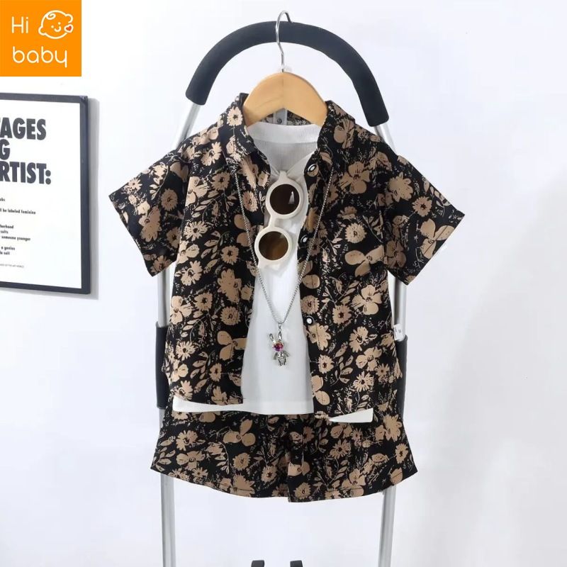 Childrens Suit New Boys Summer Wear Babys Short-sleeved Shorts Childrens Shirt T-shirt Loose Trendy Childrens Wear