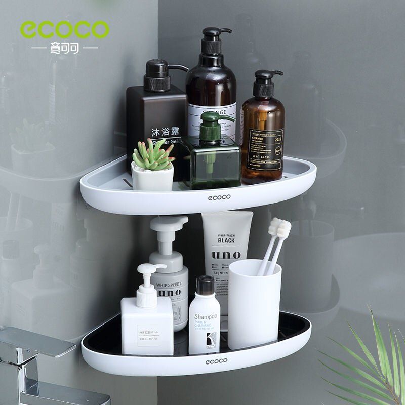 ECOCO Bathroom Storage Shelf Shower Snap Up Corner Shelf Shampoo Holder Basket Shelf Wall Shelves for Shelving Kitchen