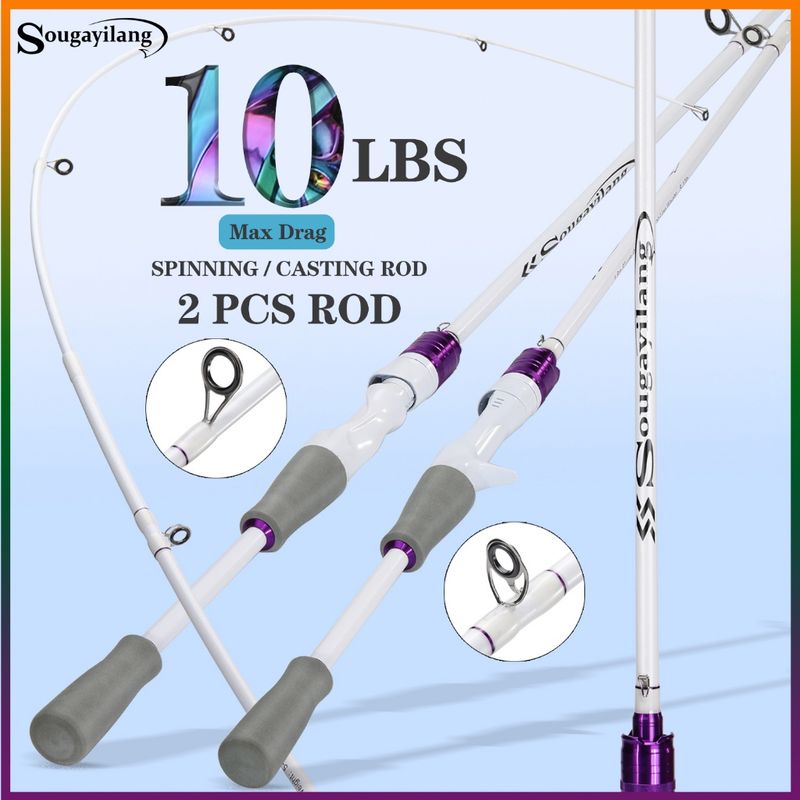 Sougayilang คันเบ็ด 10LB ชนิดใหม่ 2 ส่วน 1.8M ก้านหมุน / หล่อสําหรับน้ําจืด