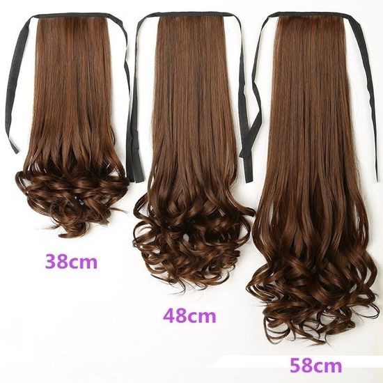 38ซม./48ซม./58ซม.แฟชั่นหยิกยาวเชือกรัดหางม้า Extensions วิกผม