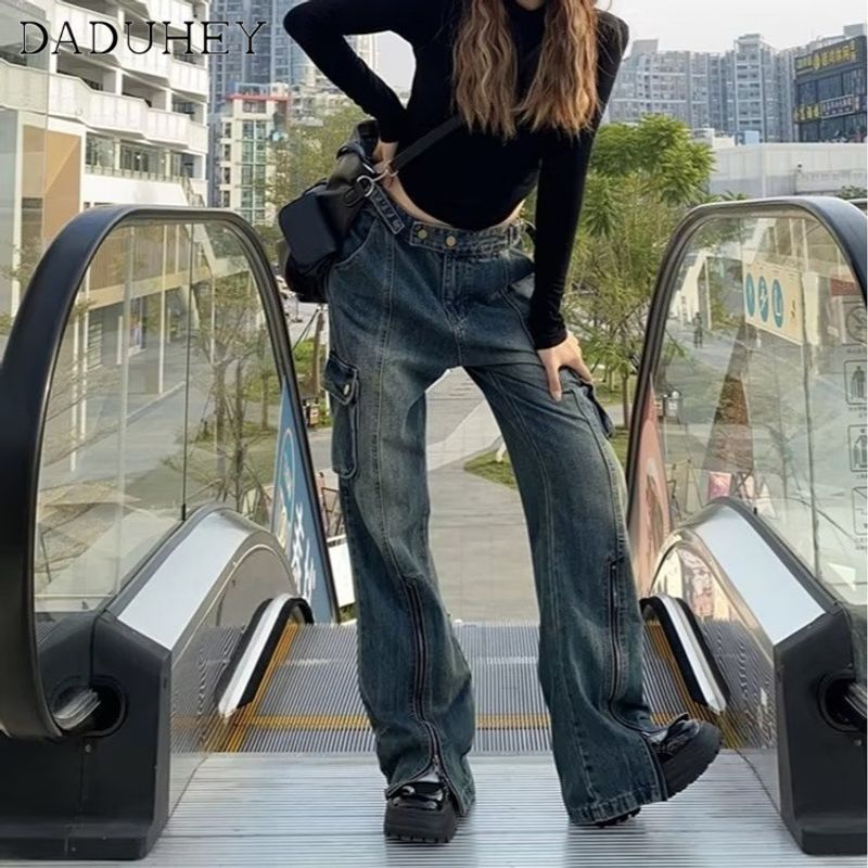 DaDuHey🎈 American Style Women's Summer New 2023 Personalized Letter Jeans Hip Hop Ins Fashion High Street Handsome Pants