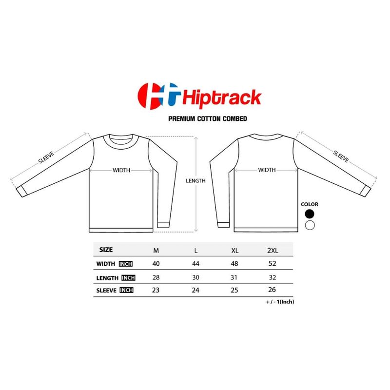 Hiptrack™ พรีเมี่ยม คอตตอน คอมป์ แขนยาว - ดำ