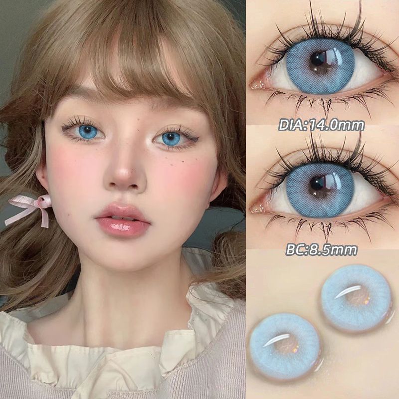 คอนแทคเลนส์สายตาสั้น สีฟ้า เกรดธรรมชาติ 0-8.00 เส้นผ่าศูนย์กลาง 14.0 มม. สวมใส่สบาย สําหรับแต่งหน้า