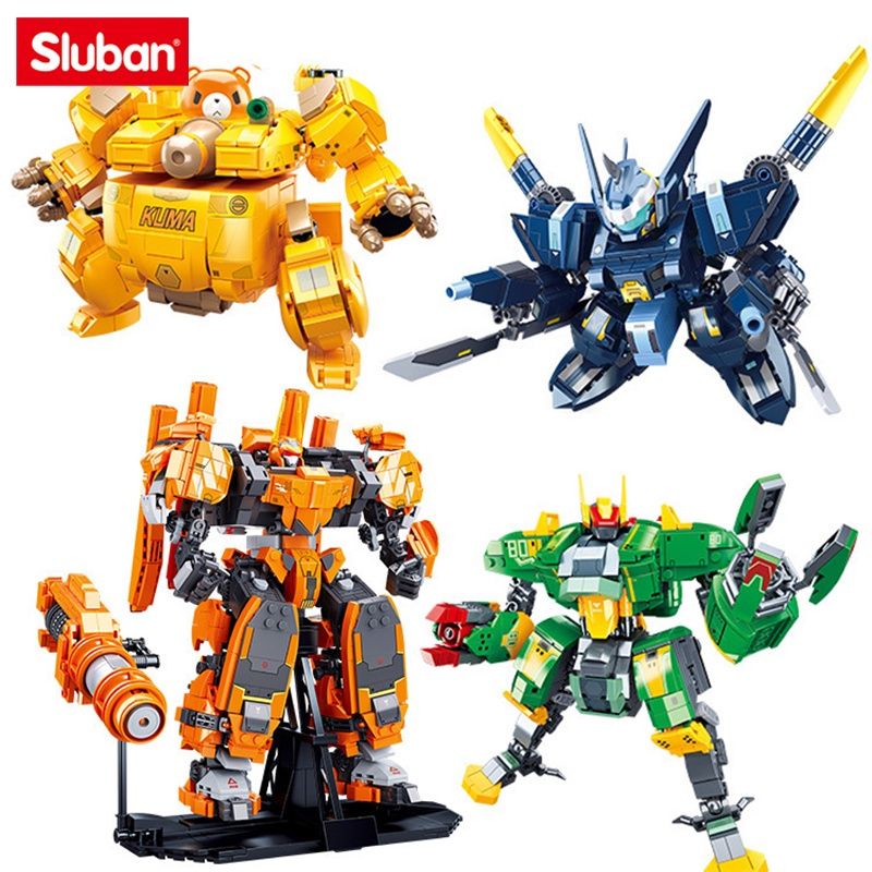 ของเล่นตัวต่อ หุ่นยนต์นักรบ Sluban City Mecha เสริมการเรียนรู้เด็ก DIY