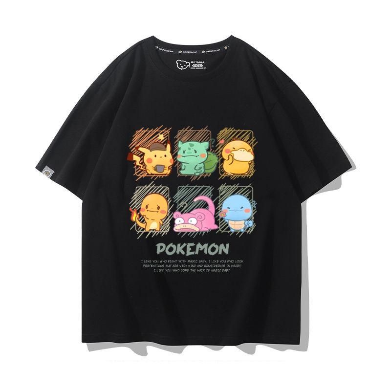 [ขายด่วน] Pokemon อนิเมะ เสื้อยืด Pikachu Psyduck Charmander Bulbasaur เสื้อยืดแขนสั้นผ้าฝ้ายฤดูร้อน Unisex