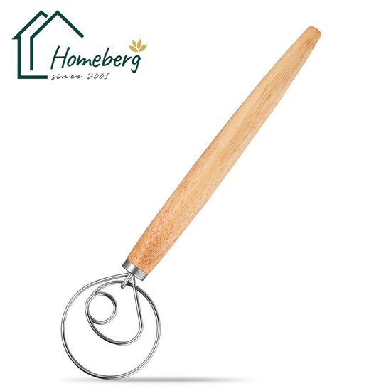 HOMEBERG Danish whisk ไม้พาย ตะกร้อตีไข่ ตะกร้อมือ ที่ตีไข่ ที่ตีแป้ง ผสมอาหาร แป้ง ขนมปัง เบเกอรี่ อุปกรณ์ทำขนม