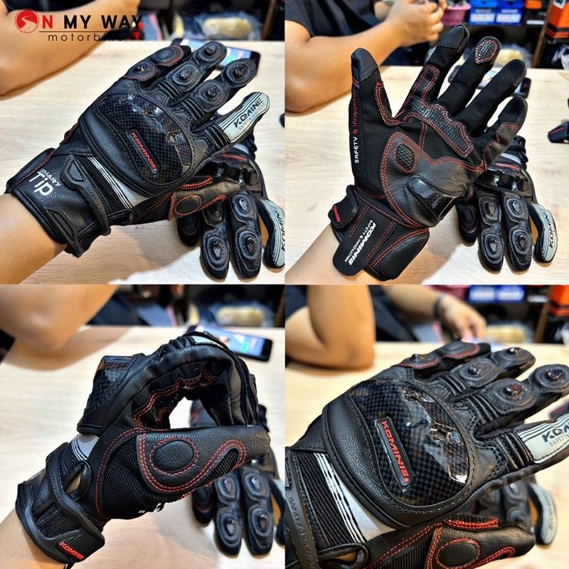 Komine GK193 ถุงมือขับบิ๊กไบค์ ถุงมือขับรถมอเตอร์ไซค์ ถุงมือหนังขับมอเตอร์ไซค์ หนังPU ทัชสกรีนมือถือได้ Leather gloves