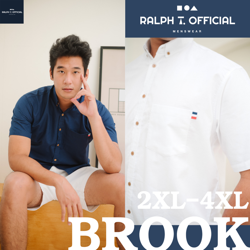 (ไซส์ 2XL-6XL) BROOK PLUS เสื้อเชิ้ตผู้ชายไซส์ใหญ่ -  RALPH T OFFICIAL เสื้อเชิ้ตไซส์ใหญ่ เสื้อผู้ชายอ้วน MEN SHIRT PLUS SIZE เสื้อเชิ้ตชาย 4XL 3XL 2XL 5XL 6XL