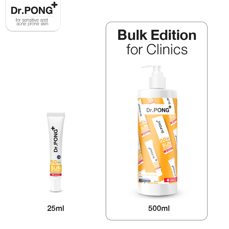 กันแดด Bulk EDITION for clinics 500 ml - Dr. Pong Hyaluronic Ultra Light Sunscreen with Aquatide SPF50 PA+++ ดอกเตอร์พงศ์ กันแดดทาหน้า ครีมกันแดดหน้า สูตรอ่อนโยน