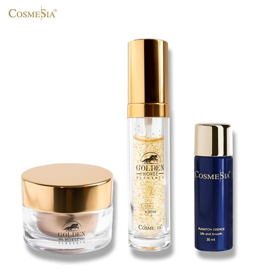 Cosmesia "Special Set ครีมทองคำ 99.99%"  ซื้อ เซรั่ม+ครีม รกม้า แถมฟรี น้ำตบแพลงตอน30ml 1ขวด ลดเลือนริ้วรอย ฝ้ากระ ผิวกระจ่างใส รูขุมขนกระชับ