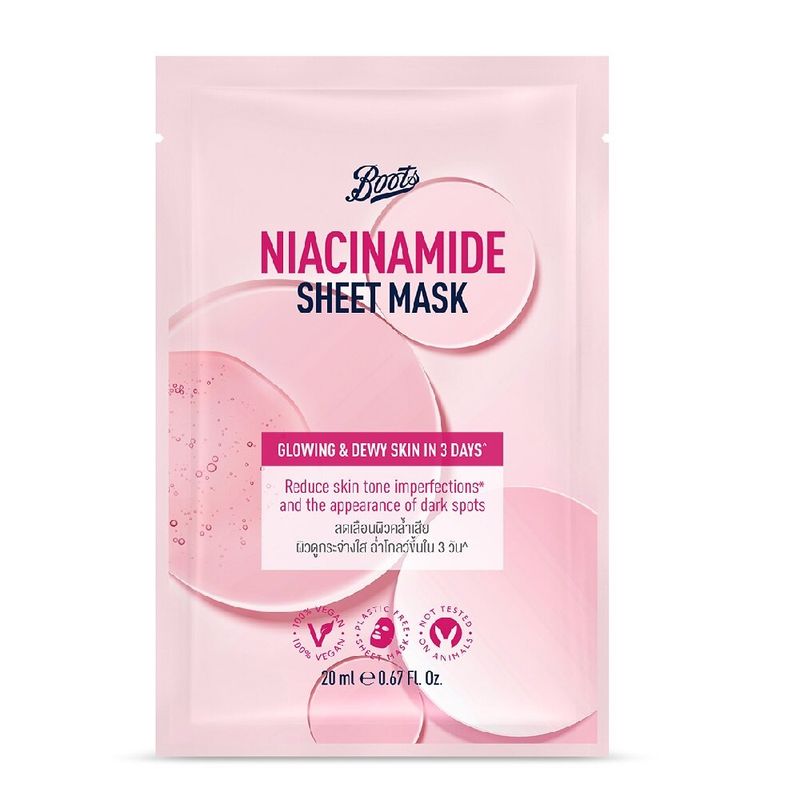 Boots Niacinamide Sheet Mask 20Ml บู๊ทส์ ไนอาซินาไมด์ ชีท มาส์ก 20มล.