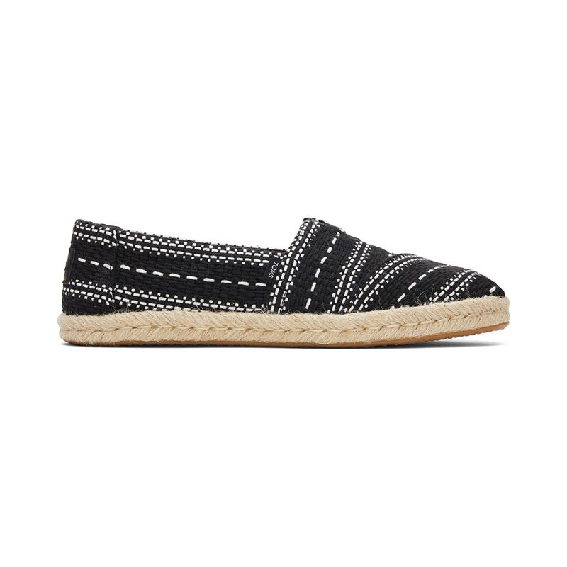 TOMS รองเท้าลำลองผู้หญิง สลิปออน รุ่น Alpargata Rope Black Multi Chunky Global Woven (C) รองเท้าลิขสิทธิ์แท้