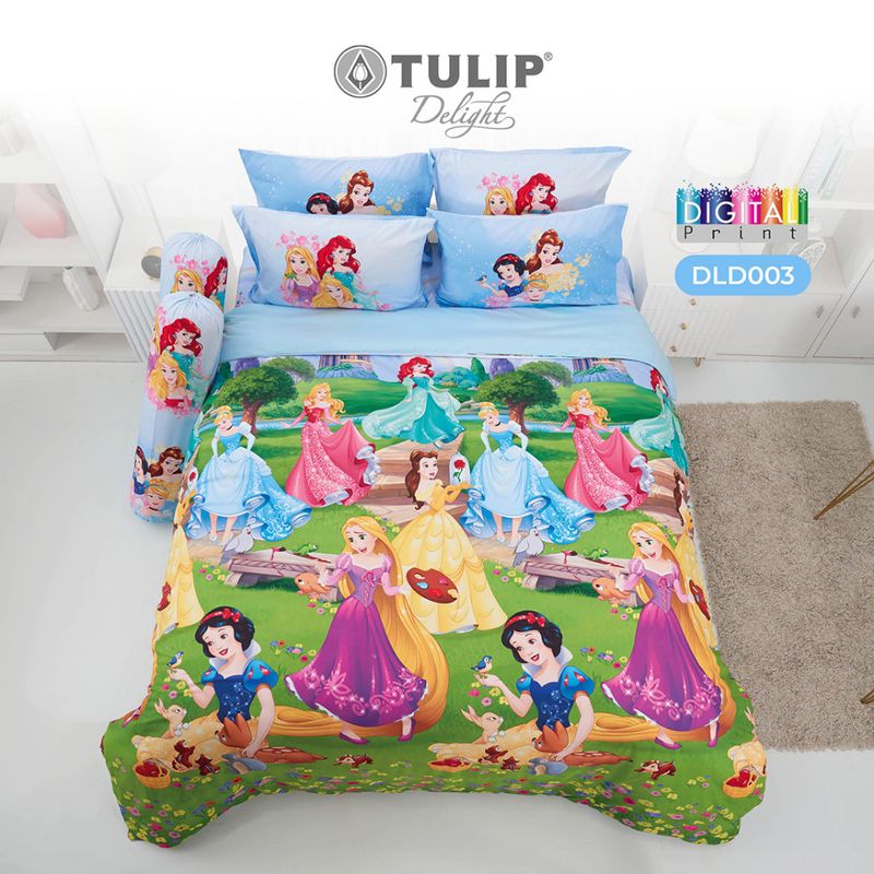 [ส่งฟรี] TULIP Disney เจ้าหญิง Princess DLD003 ชุดเครื่องนอน ผ้าปูที่นอน ผ้านวม รุ่น TULIP Delight ลิขสิทธิ์แท้ดิสนีย์