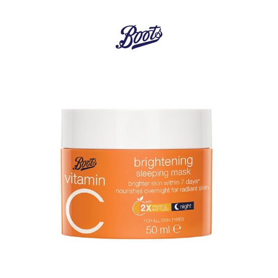 [ส่งฟรี]Boots Vitamin C Brightening Sleep Mask บู๊ทส์ วิตามิน ซี ไบรท์เทนนิ่ง สลีพปิ้ง มาส์ก 50มล.