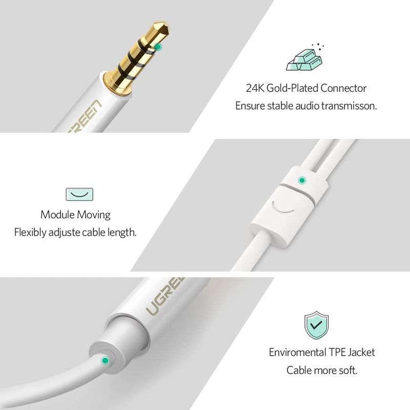 UGREEN สายAUX3.5 Splitter แยกเสียงและไมค์ AUX3.5 Male to 2 Female รุ่น AV141