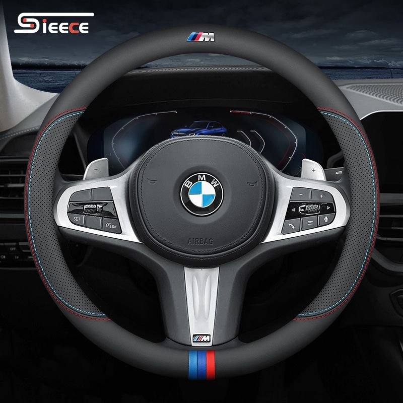 Sieece สำหรับ BMW M หนังไมโครไฟเบอร์ หุ้มพวงมาลัยรถยนต์ ระบายอากาศได้ ปลอกหุ้มพวงมาลัยรถยนต์ พวงมาลัยรถยนต์ ที่หุ้มพวงมาลัยรถยนต์ กันลื่น ปลอกหุ้มพวงมาลั แต่งรถภายในรถยนต์ สำหรับ BMW G20 F30 M2 2 F10 X2 E90 X1 E46 E36 M6 E39 X3 E60 E30 1 520I 330I 6 7