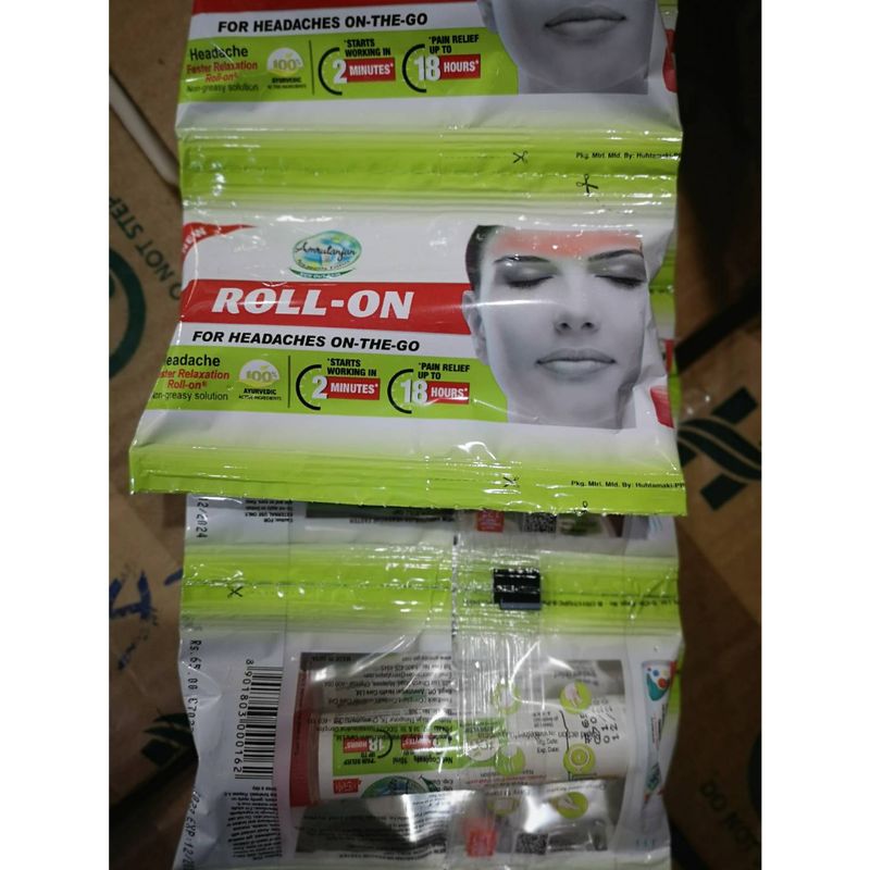 Roll-on ตรา Amrutanjan(แบบซอง) บรรเทาไมเกรน ปวดหัว เมารถ เมาเรือ วิงเวียนศรีษะ ไม่เลอะติดเสื้อผ้า สินค้าผลิตใหม่ล่าสุด