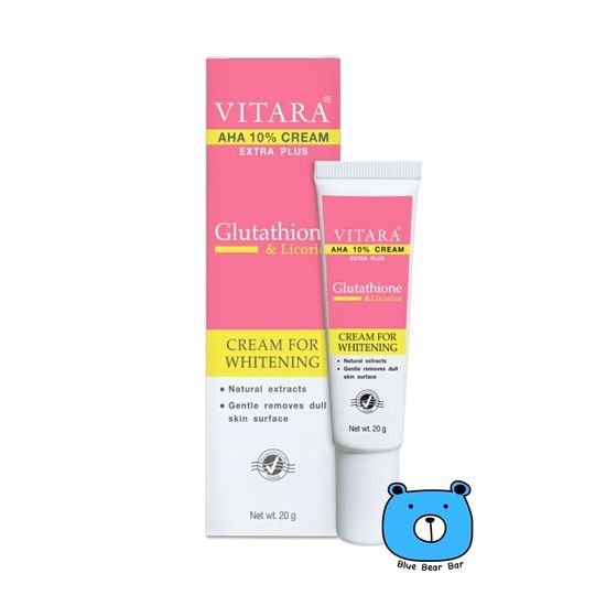 Vitara AHA 10% Cream Plus Glutathione วิทาร่า เอเอชเอ ครีม พลัส กลูต้าไธโอน 20 กรัม (1หลอด)