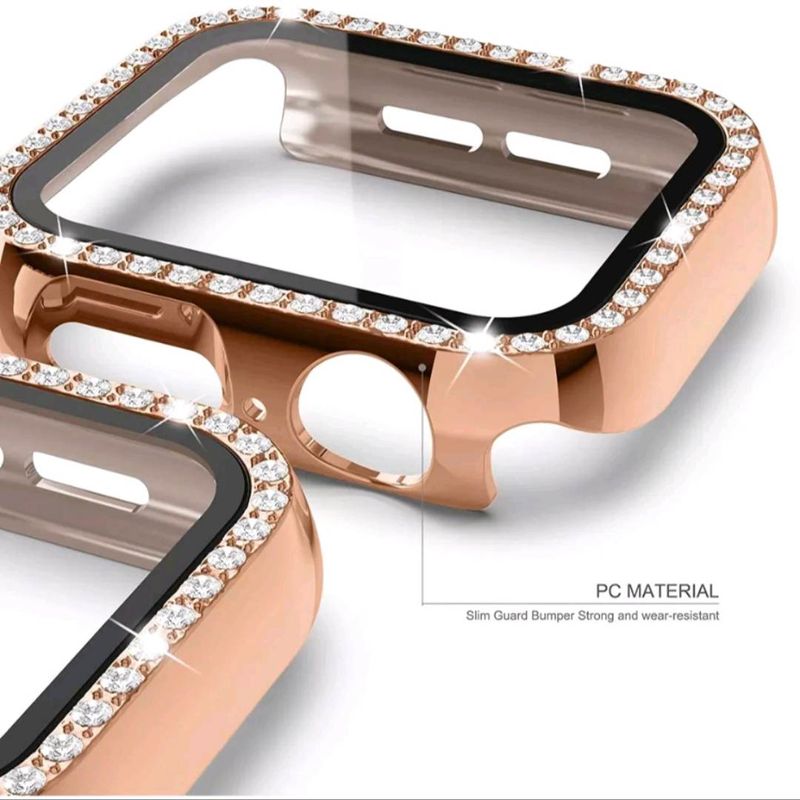 Daimond case เคสเพชร1แถวมีจอ เคสเพชรมีจอ พร้อมฟิล์มกระจก แข็งแรง ทนทาน Smartwatch 40mm 41mm 44mm 45mm 49mm