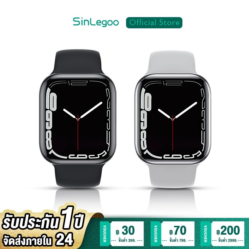 【เวอร์ชันอัปเกรด】 SinLegoo S8 MAX Smartwatch Waterproof สมาร์ทวอทช์ สัมผัสได้เต็มจอ รองรับภาษาไท วัดออกซิเจนในเลือด