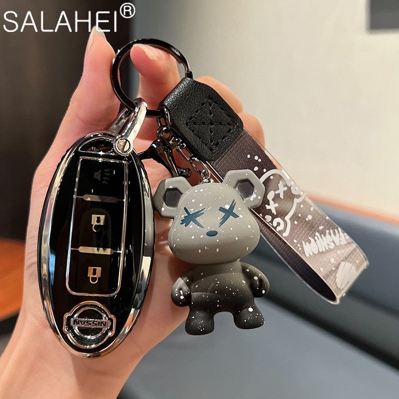 Auto Remote Key กระเป๋าพวงกุญแจสําหรับ Nissan Qashqai Juke J10 J11 X-Trail T32 T31 Kicks Tiida Pathfinder หมายเหตุสําหรับ Infiniti รถสมาร์ท Key Case ป้องกันอุปกรณ์ตกแต่งภายใน