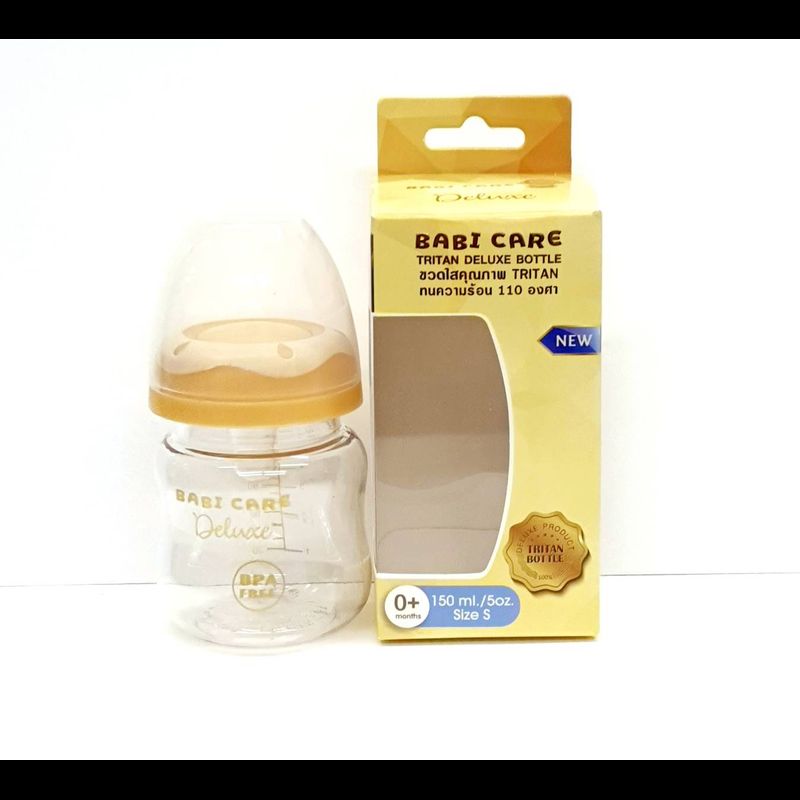 Babi Care เบบี้แคร์ ขวดนมไตรตัน พรี่เมียม คอกว้างขนาด5oz8oz ขวดใสเป็นพิเศษ(คละไซส์) (แพ็ค1ขวด)