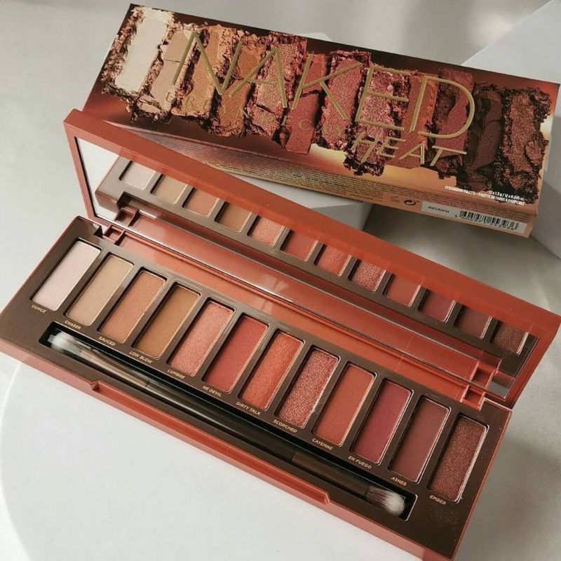 อายแชโดว์  heat palette Eyeshadow Palette พาเลทอายแชโดว์ 12สี พร้อมแปรงและกระจก 12x1.3g.