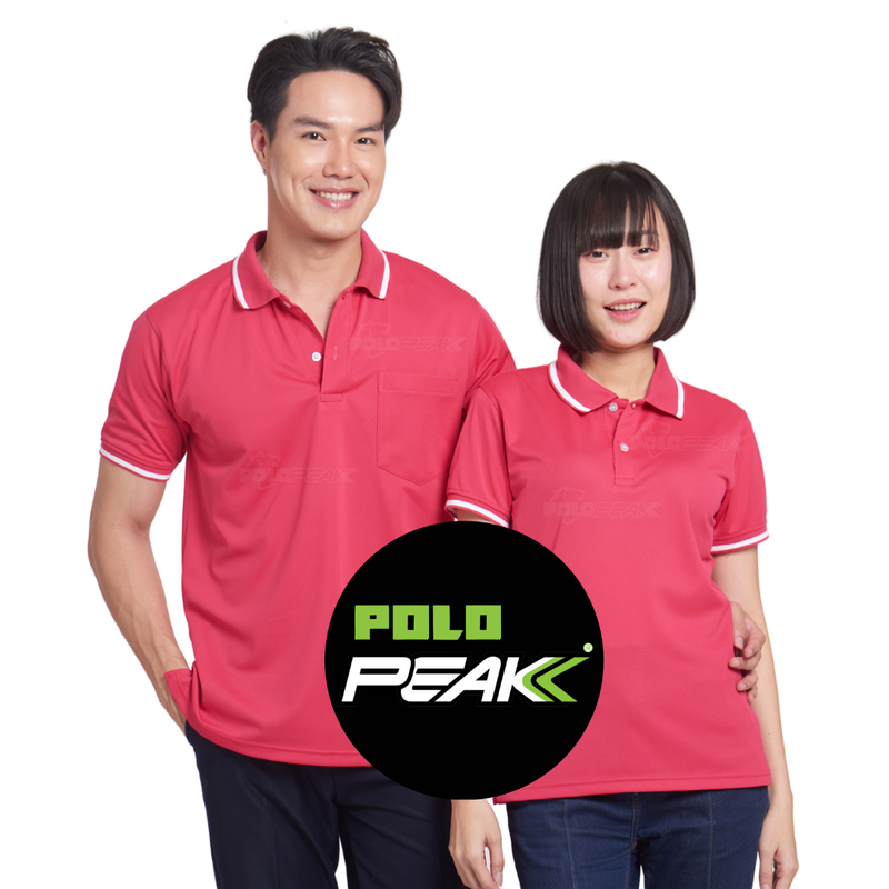 เสื้อโปโลสีบานเย็น ปกริ้วขาวใหญ่ Polopeak