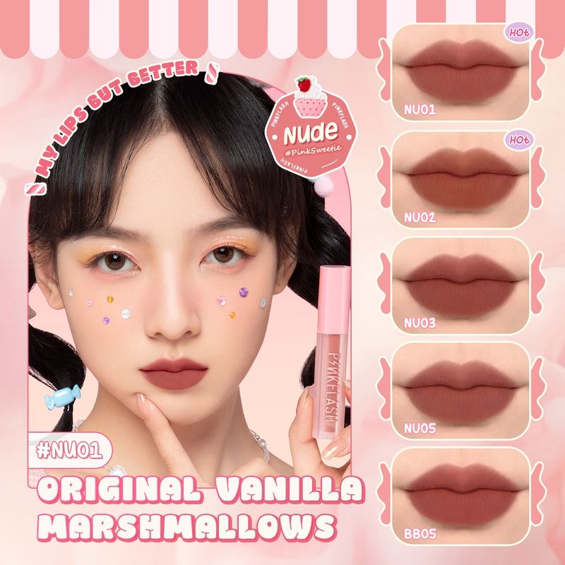 Pinkflash PinkSweetie Fuzzy-Soft Velvet Matte ลิปโคลน เนื้อแมตต์ น้ําหนักเบา เม็ดสีสูง สําหรับริมฝีปากและแก้ม