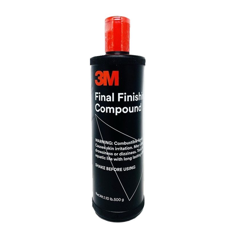 3M น้ำยาขัดเงาสีรถ (ขั้นตอนเดียว)  Final Finishing Compound  500 กรัม แถม! ฟองน้ำกลมสีดำ