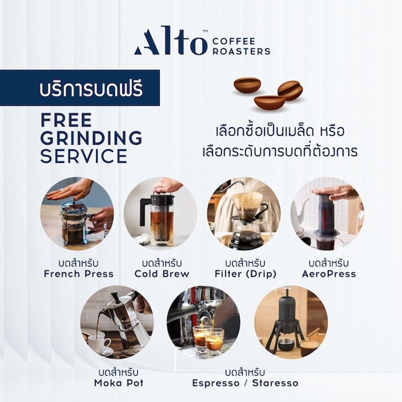 Alto Coffee เมล็ดกาแฟ คั่วกลางค่อนเข้ม Classic Blend (200g)