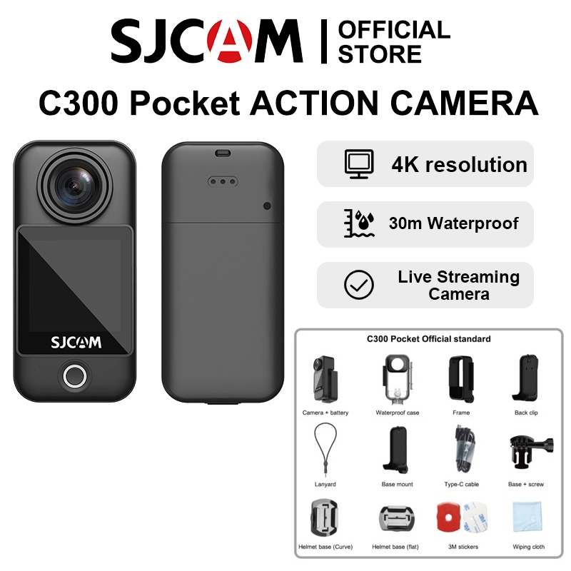 SJCAM C300 30เมตรกันน้ำได้จอคู่กล้องเพื่อการกีฬาคอมโบ4K Vlog WiFi กล้องขนาดจิ๋วสำหรับถ่ายทอดสดกล้องติดรถยนต์ขี่มอเตอร์ไซค์ต่างประเทศ