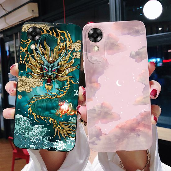 เคสสำหรับ A17K Oppo 2022เคสโทรศัพท์กันกระแทกครอบ TPU นุ่มทาสีมังกรดำสำหรับ A17K Oppo เคส CPH2471 6.56