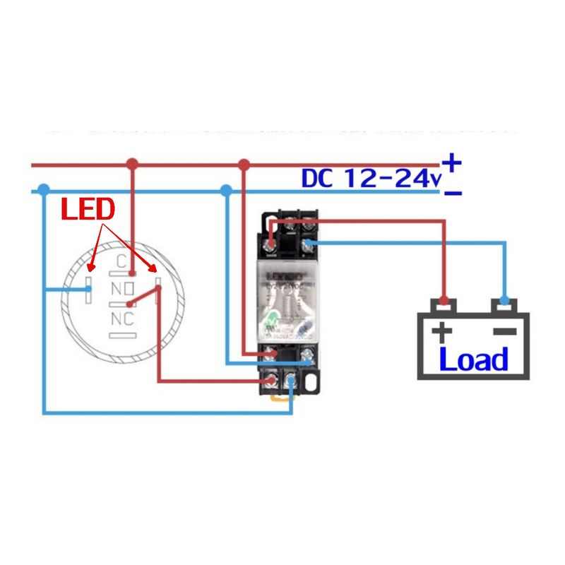 สวิตช์ กดติด-กดดับ ไฟเลี้้ยงLED 12-24v **พร้อมขั้วสายไฟ**