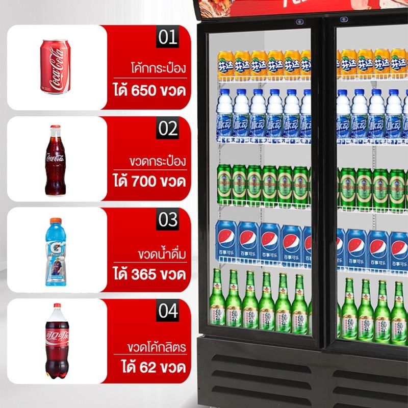 SHANBEN ตู้แช่เครื่องดื่ม 2ประตู ตู้เย็น ทำงานเงียบ ความจุเยอะ แช่เย็นปลอดภัย ตู้ฉนวนกันค 388L/400L/688L/800L/1100L