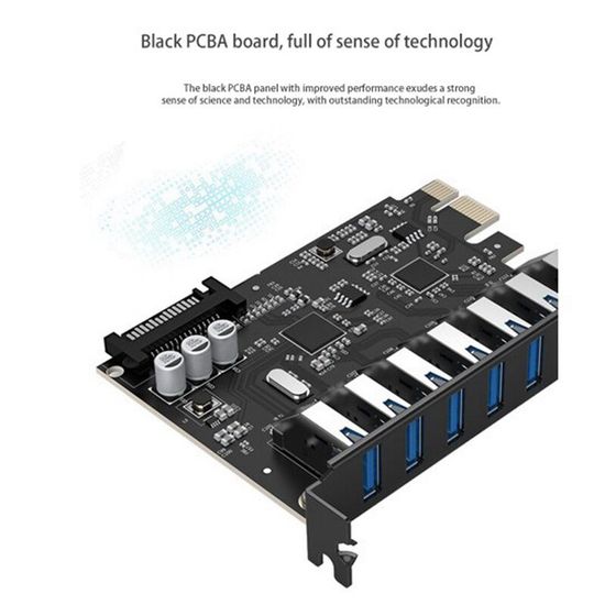 ORICO แผ่นวงจรส่วนขยาย 7 พอร์ต USB พอร์ต PCIe USB 3.0 7 พอร์ตขนาดการ์ด PCI-E PCIE ปรับ PCI-E พร้อม 15Pin SATA สำหรับ PC (PVU3-7U)