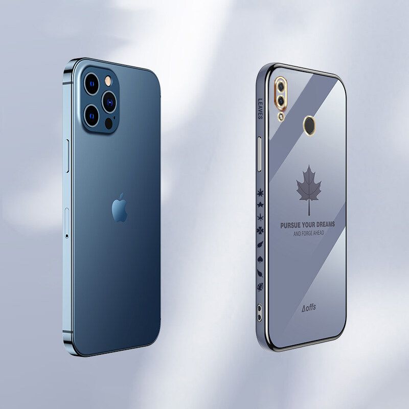 YBD ตรงขอบเคสมือถือชุบโลหะสำหรับ Huawei Nova 3i 3e 4 4e ปลอกที่แม่นยำกล้องป้องกันกรณี Maple Leaf เคสกันกระแทกพิมพ์ลายฟรี Lanyard