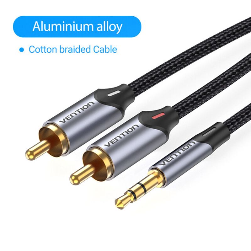 Vention Kabel RCA แจ็คตัวแยก RCA 3.5มม. Ke 2RCA 3.5 Kabel RCA Kabel สัญญาณเสียงสำหรับเครื่องขยายเสียงสมาร์ทโฟนบ้าน