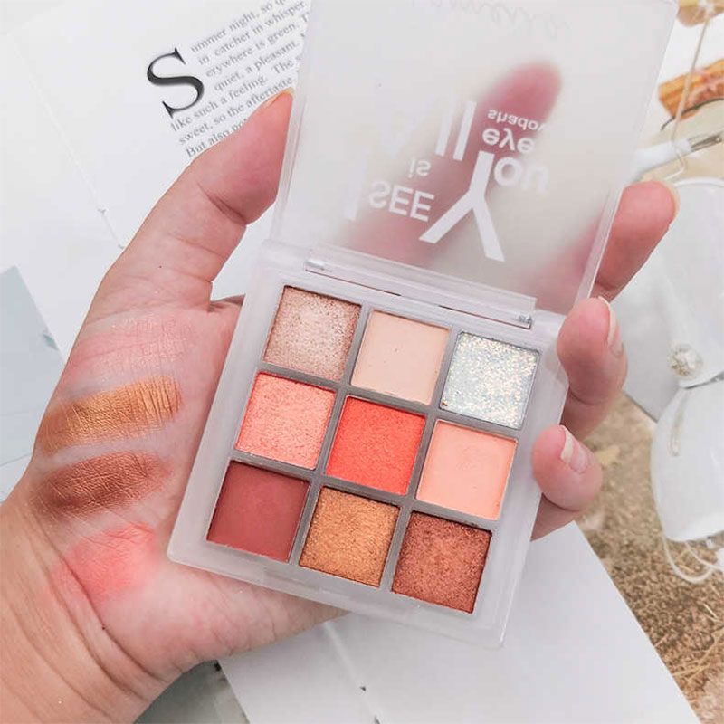 Cherish K พาเลทอายแชโดว์ 9สี อายแชโดว์กลิตเตอร์ เนื้อดินน้ำมัน สีสวย ติดทน กันน้ำ eye shadow palette